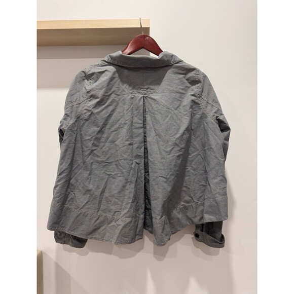 THE GREAT Womens Size 2 Gray Cotton Army Jacket Chore Coat Striped Quiet Luxury - Picture 2 of 6